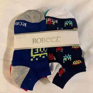 Robeez Boys' Navy & Royal Blue Space Invader No-Show Socks - 6 Pack